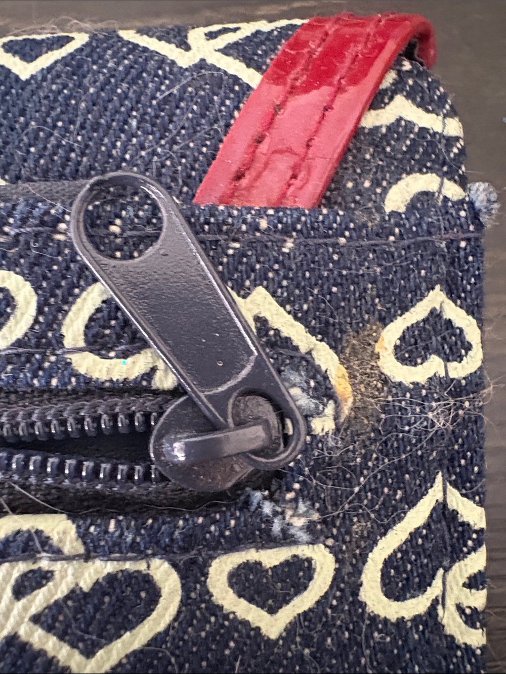 Navy denim Heart Print Wallet with Red Trim - Picture 5 of 5